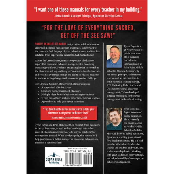 ultimate behavior management manual ty payne ryan stone back cover product